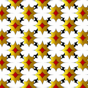 Ein rot-gelb-weißes geometrisches Muster